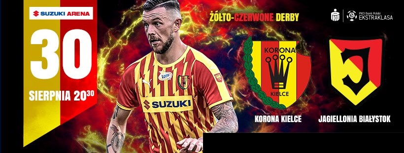 PKO Ekstraklasa: Korona Kielce - Jagiellonia Białystok , 30 sierpień godz 20:30